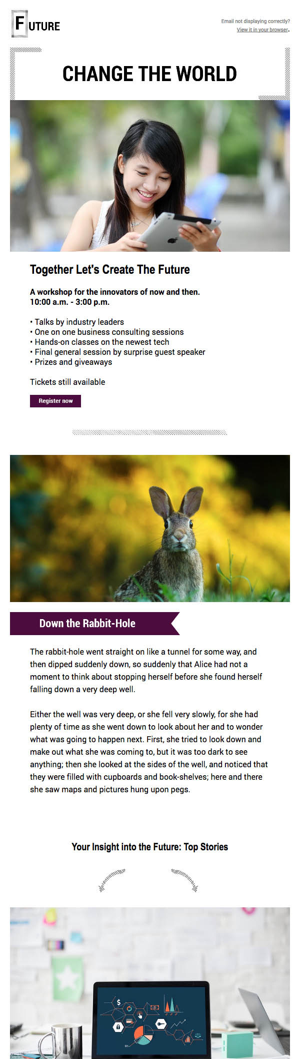 mobile view of email design top portion by Katherine Delorme