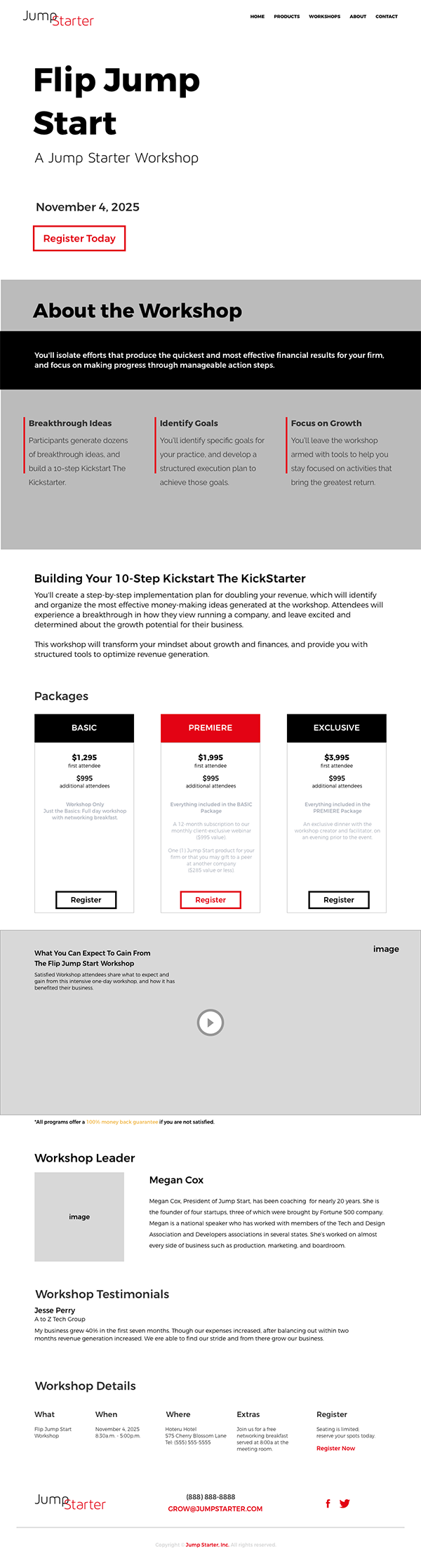 Second design for workshop landing page. By Katherine Delorme.