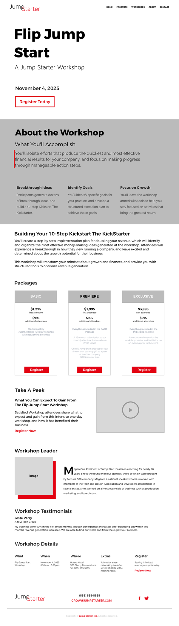 Fourth design for workshop landing page. By Katherine Delorme.